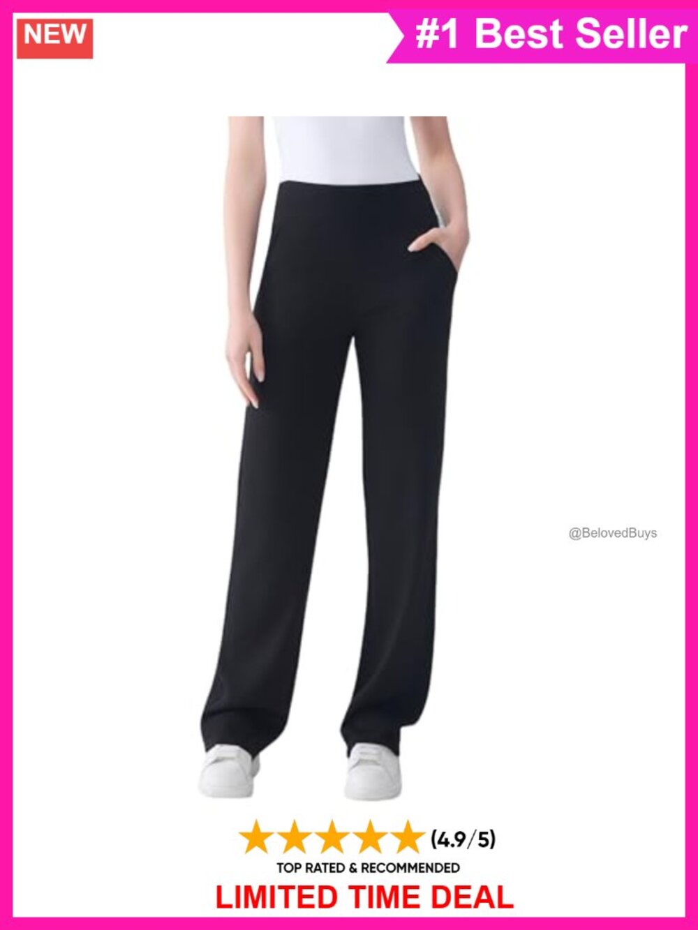 Tall Women's Wide Straight Leg Lounge Yoga Pants High Waisted Stretch Pockets
